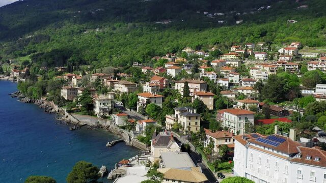 Aerial view of Lovran town in Croatia