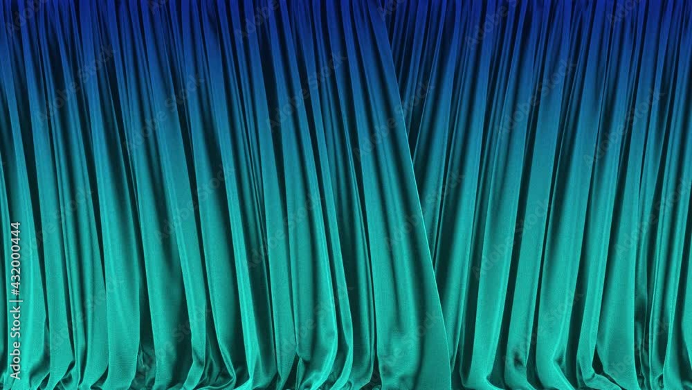 Aufkleber realistic 3d animation of the turquoise blue gradient textured matte curtain rendered in uhd with al