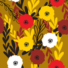 Seamless floral pattern with hand draw spring flower