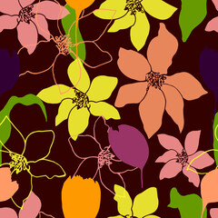 Seamless floral pattern with hand draw spring flower