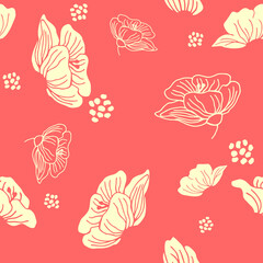 Seamless floral pattern with hand draw spring flower