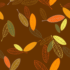Seamless pattern with hand draw autumn leaves