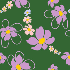 Seamless floral pattern with hand draw spring flower
