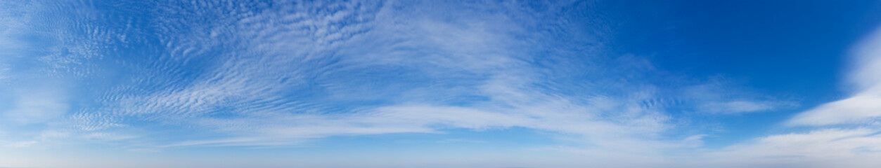 Panorama Blue sky and white clouds. Bfluffy cloud in the blue sky background