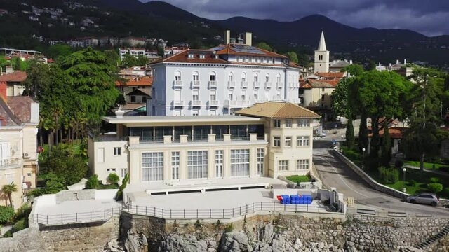Aerial view of Lovran town in Croatia