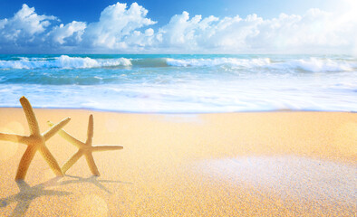 Fototapeta na wymiar abstract summer vacation background. Art Honeymoon trip concept. Love on the beach symbol;
