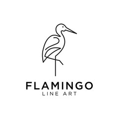 flamingo logo vector line outline monoline icon illustration