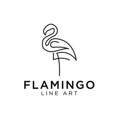 flamingo logo vector line outline monoline icon illustration