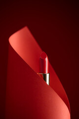 Classic red lipstick in a gold case