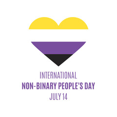 International Non-Binary People's Day vector. Non-Binary pride flag in heart shape icon vector isolated on a white background. Non-Binary People's Day Poster, July 14. Important day