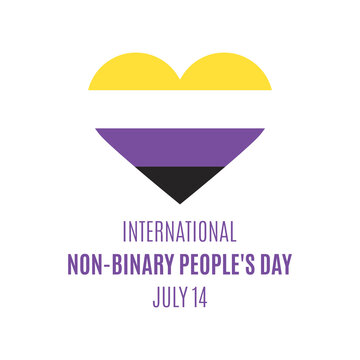 International Non-Binary People's Day vector. Non-Binary pride flag in heart shape icon vector isolated on a white background. Non-Binary People's Day Poster, July 14. Important day