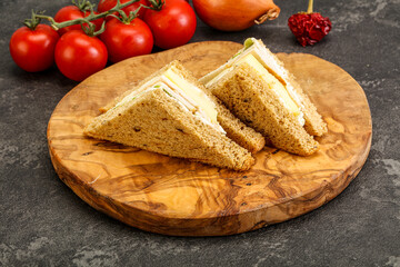 Club sandwich with chicken and cheese