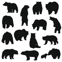 Fototapeta premium Bear Illustration Clip Art Design Scene. Mountain Animal Collection Silhouettes Icon Animal Vector.