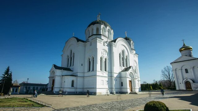 Spaso-Euphrosyne monastery in the city of Polotsk. 4k. Time lapse 