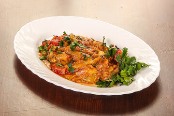 Caucasian traditional Mangal salad with vegetables