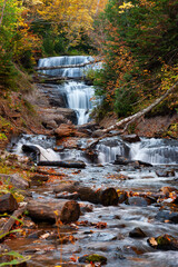 Sable Falls - Long Exposure of Waterfall in Autumn - Pictured Rocks National Lakeshore - Michigan
