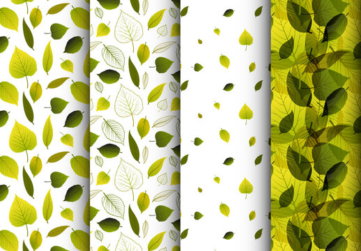 Four Various Pattern with Nature Green Leafs