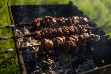 Traditional grilled meat on a coals