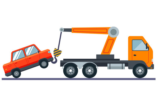 evacuation of the car on a white background. flat vector illustration.