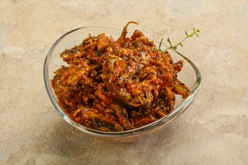 Canned anchovy in tomato sauce