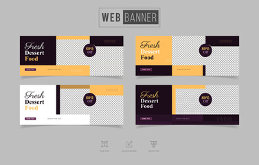 Horizontal web banner template for breakfast food