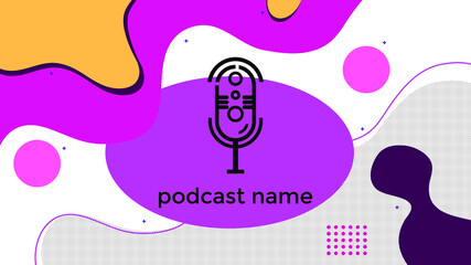 ABSTRACT TEMPLATE PODCAST MICROPHONE FLAT COLOR LIQUID DESIGN BACKGROUND VECTOR. GOOD FOR COVER DESIGN, BANNER, WEB,SOCIAL MEDIA