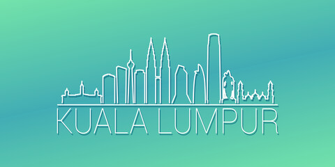 Fototapeta premium Kuala Lumpur, Federal Territory of Kuala Lumpur, Malaysia Skyline Linear Design. Flat City Illustration Minimal Clip Art. Background Gradient Travel Vector Icon.