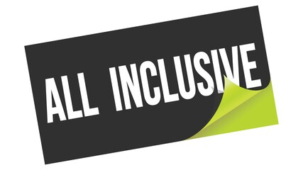 ALL  INCLUSIVE text on black green sticker stamp.