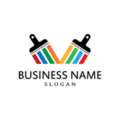 Fototapeta premium simple colored brush paint symbol vector logo