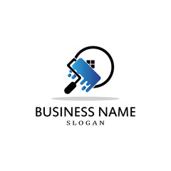 simple colored brush paint symbol vector logo