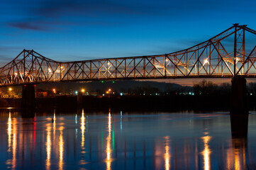 Ironton-Russell Bridge at Sunrise - Cantilever Warren Through Arch - Ohio River - Ironton, Ohio and Russell, Kentucky