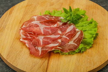 Smoked pork neck slices snack