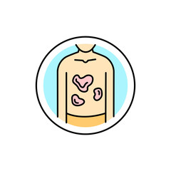 Pityriasis rosea color line icon. Dermatology disease. Isolated vector element.