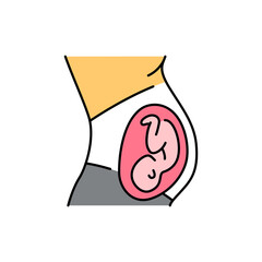 Pregnant woman olor line icon. Embryo development. Pictogram for web page, mobile app, promo.