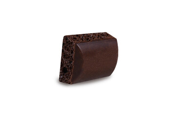 Cubes of milk chocolate bar isolated on white background