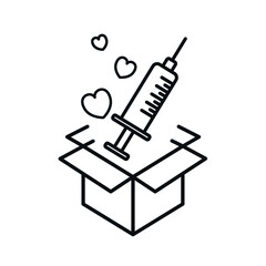 drug and vaccine shipment and delivery. Vaccine distribution concept icon.