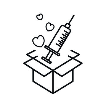 Drug And Vaccine Shipment And Delivery. Vaccine Distribution Concept Icon.