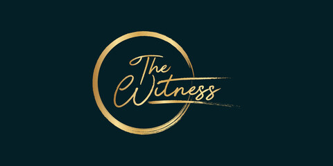 Golden Calligraphy 99 name of Allah. phrase the Witness . isolated circle brush.