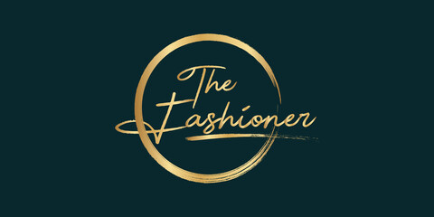 Golden Calligraphy 99 name of Allah. phrase The Fashioner . isolated circle brush.