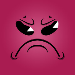 Mad angry pink red cartoon face