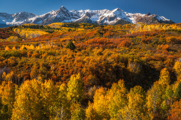 Early morning light on the peaks near Dallas Divide outside of Ridgway, Colorado.
