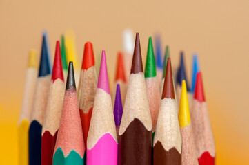 An image of set of color pencils. Close-up image