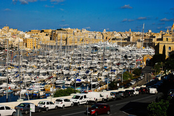 Senglea Waterfront near Valletta in Malta islands with to boats