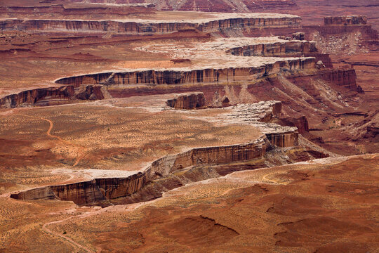 The White Rim Trail in Canyonlands National Park, near Moab, Utah as seen from the Green River overlook.