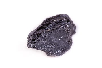 Macro mineral stone sorrel - black tourmaline on white background