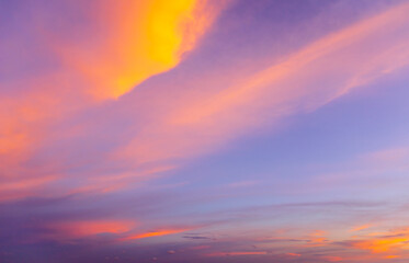 Fototapeta na wymiar Colorful sunset sky over the sea in twilight time.