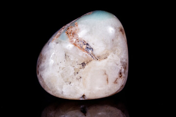 Macro Mineral Stone Amazonite on a black background