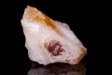 Macro mineral stone Citrine on black background