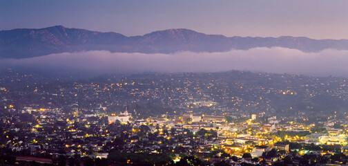 Evening lights Santa Barbara, California, USA