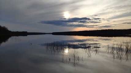 sunset over the lake